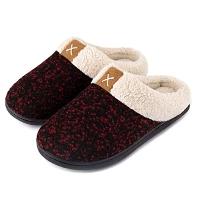 Abbildung von ULTRAIDAS Hausschuhe Damen, Slippers Women Pantoletten Warme Plüsch für Weiche Flache Pantoffeln Bequeme Rutschfeste Outdoor/Indoor,Wein EU 42/43