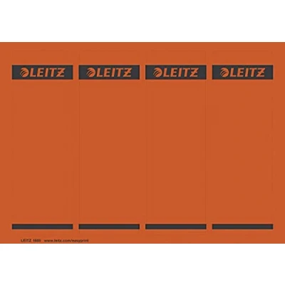 Abbildung von Leitz PC beschriftbare Rückenschilder selbstklebend für Standard und Hartpappe Ordner, 100 Stück, Kurzes breites Format, 62 x 192 mm, Papier, rot, 16852025