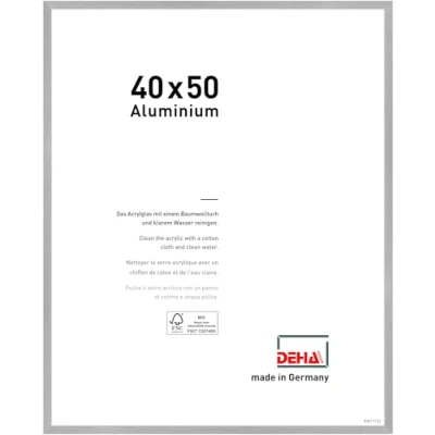 Abbildung von DEHA Design Bilderrahmen, 40 x 50 cm, Aluminium, Silber matt, Posterrahmen zum Aufhängen im Hoch &amp; Querformat, bruchsicheres Kunstglas, Tribeca