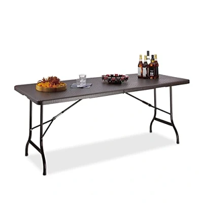 Abbildung von Relaxdays Gartentisch klappbar BASTIAN, groß, Tragegriff, stabiler Campingtisch, H x B T: 72 178 74 cm, braun