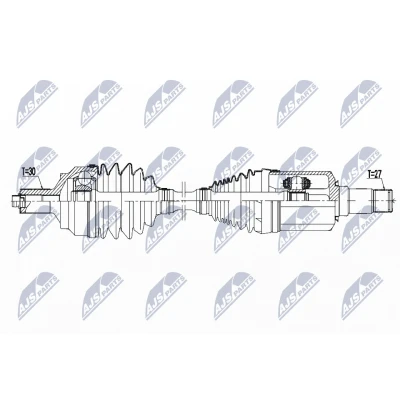 Abbildung von NTY NPW ME 104 Antriebswelle Vorderachse rechts 555 Automatikgetriebe MERCEDES BENZ: CLS Coupe, E Klasse T modell, Limousine