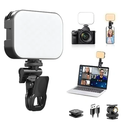 Abbildung von ULANZI VL100X Selfie Licht mit Clip, LED Videoleuchte 2000mAh Akku, Kamera dimmbare 2500 6500K, CRI 95+, 3 Lichtmodi, Mini Videolicht für Handy, Tablet, iPad, Laptop, YouTube, TikTok