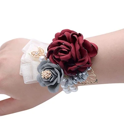 Abbildung von Shiwaki Hochzeitszubehör, Dekoration, Mädchen, Brautjungfer, Handgelenk, Ballblume, Party, Kleiner Tee, Rosa, Blume, Hochzeit, Geschenk (Weinrot)