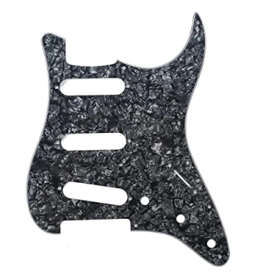 Abbildung von Musiclily 11 Löcher SSS Strat Pickguard Gitarre Schlagbrett für Fender American/Mexican Standard Stratocaster Modern Style E Gitarre,4 lagig Black Pearl