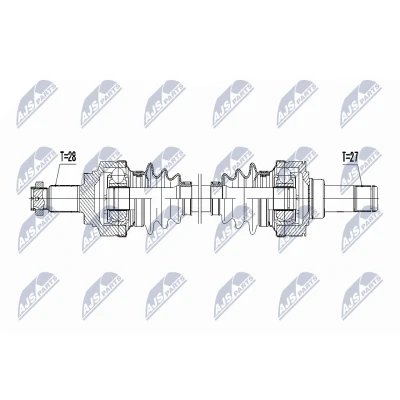 Abbildung von NTY NPW BM 047 Antriebswelle Hinterachse links 752 Schaltgetriebe, Automatikgetriebe BMW: 3 Touring, 4 Coupe, Limousine