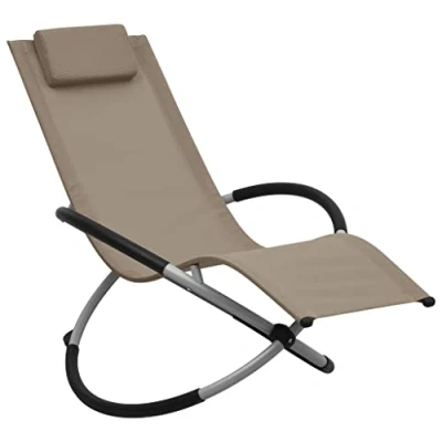 Abbildung von vidaXL Kinder Sonnenliege Schaukelstuhl Liegestuhl Gartenliege Relaxliege Liege Gartenmöbel Terrasse Garten Stahl Taupe