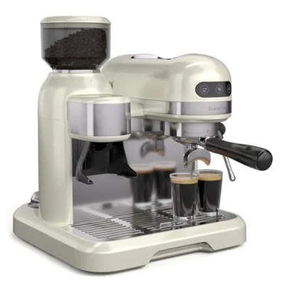 Abbildung von Klarstein Espressomaschine Bella Café Espresso, 1.4l Kaffeekanne, Edelstahl Siebträger, Elektrisch 19 Bar Kaffemaschine Kegel Mahlwerk