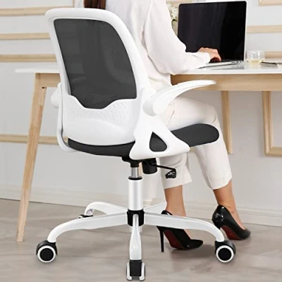 Abbildung von KERDOM Bürostuhl, Ergonomischer Schreibtischstuhl mit klappbarer Armlehnen, Mesh Computerstuhl Arbeitsstuhl Leichter Stuhl, 360 Drehstuhl 933 Schwarz