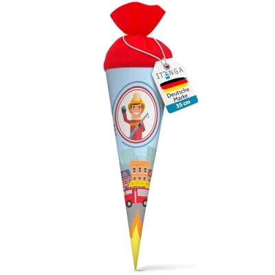 Abbildung von itenga Schultüte Geschwister 35cm Feuerwehr Gesche