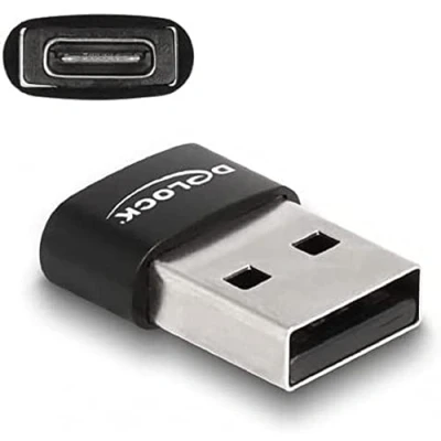 Abbildung von Delock USB 2.0 Adapter Typ A Stecker zu Type C Buchse schwarz