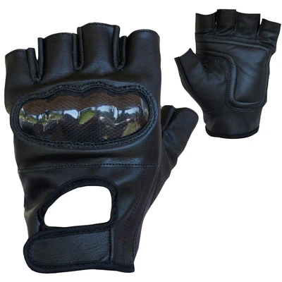Abbildung von PROANTI Motorradhandschuhe, fingerlose Chopper Handschuhe aus Leder mit Protektor