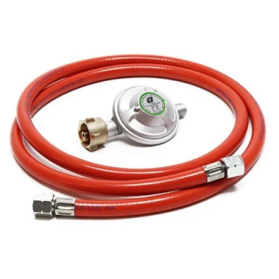 Abbildung von Wiltec Druckminderer auf 50mbar mit 1,5m Propanschlauch für Gaszylinder 21,8x1,14L Gasdruckregler Druckregler Gasregler Gasdruckminderer