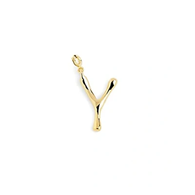 Abbildung von SINGULARU Charm Letter XL Gold Anhänger Initial aus Messing mit 18kt Vergoldung Buchstabe A Z Kombinierbar Halskette Damenschmuck Y