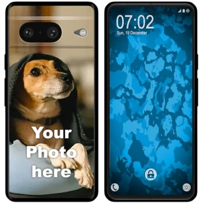 Abbildung von PhoneNatic personalisierte Handyhülle für Google Pixel 8 Custom Case in Schwarz zum selbst gestalten mit eigenem Foto Bild Text individuell