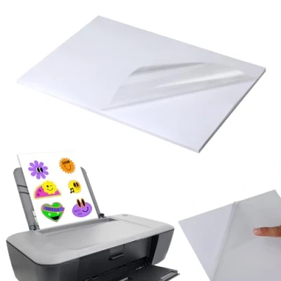 Abbildung von 25er Set A4 transparentpapier bedruckbar, bedruckbare klebefolie transparent Folie für Laser &amp; Tintenstrahldrucker, selbstklebende folie, Ideal zum Drucken von Postern, Fotos und mehr