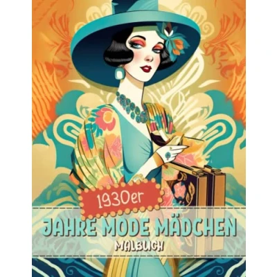 Abbildung von 1930er Jahre Mode Mädchen Malbuch: 30er Vintage Retro Stil Aktivitätsbuch Malvorlagen Für Erwachsene, Jugendliche Und Kinder Lustige ... Männer, Frauen Senioren