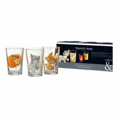 Abbildung von Ritzenhoff &amp; Breker Kindergläser Waldtiere, 3er Set, 205 ml, Bedruckte Kinderbecher mit Tier Motiv, Igel/Dachs/Hase, Spülmaschinengeeignet