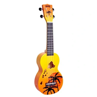 Abbildung von Mahalo Ukuleles Designer Series Ukulele, Right Handed, Orange Burst, Soprano (MD1HA orb)