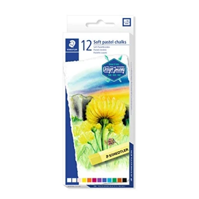 Abbildung von STAEDTLER Softpastellkreiden, hoher Grad an Lichtbeständigkeit, weicher Abstrich, leicht verwischbar, Kartonetui mit 12 brillanten Farben, 2430 C12