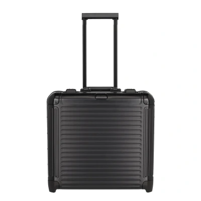 Abbildung von Travelite Next Businesswheeler 40 Schwarz Koffer mit 2 gummierten Rollen Pilotentrolley Pilotenkoffer Aktentrolley Alu