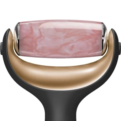 Abbildung von Rosenquarzkopf für GESKE SmartAppGuided™ MicroNeedle Face &amp; Body Roller 9 in 1 Anti Aging Microneedling Aufsatz Hautregeneration mit natürlichem Glanz 100% reiner brasilianischer Rosenquarz