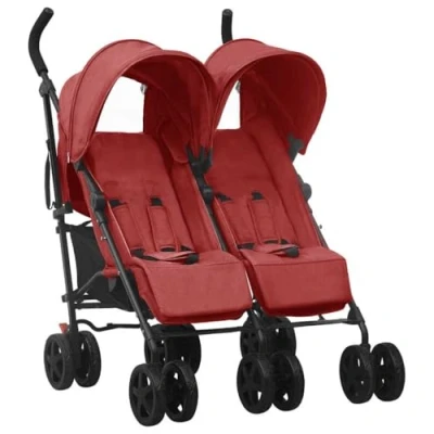 Abbildung von vidaXL Kinder Buggy Geschwisterwagen Rot Stahl