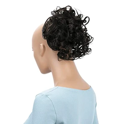 Abbildung von CAISHA Haarteil Haargummi Lena Hochsteckfrisuren Brautfrisuren Voluminös Gelockt Unordentlich Dutt Kunstfaser DM17cm Braun G18L