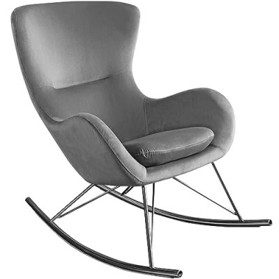 Abbildung von riess ambiente Schaukelstuhl SCANDINAVIA SWING grau / silber (Einzelartikel, 1 St), Wohnzimmer · Samt Metall mit Armlehne wippbar Modern Design
