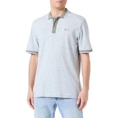 Abbildung von JACK&amp;JONES Herren JCOMELANGE Jersey Polo SS Poloshirt, Navy Blazer/Detail:White Melange, M