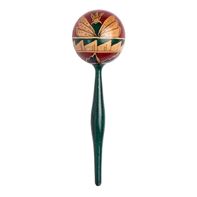 Abbildung von Ca 25cm Holzrassel Holz Rassel Shaker Batik Percussion Handrassel Maracas LVT082