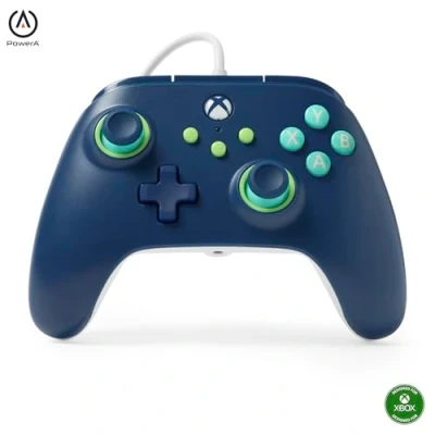 Abbildung von kabelgebundener PowerA Controller für Xbox Series XS Marineblau, Gamepad, Videospiel Controller, Gaming kompatibel mit One