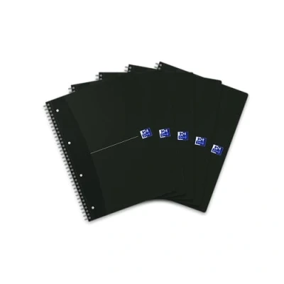 Abbildung von Oxford Collegeblock A4, liniert mit Rand 140 Seiten, smart black/schwarz, 5 Stück