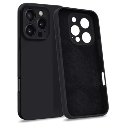 Abbildung von MyGadget Hülle kompatibel mit iPhone 16 Pro [ 4 Layer Struktur Schutzhülle ] Gummierte Handyhülle Soft Inlay &amp; Hardcase Cover außen Schwarz