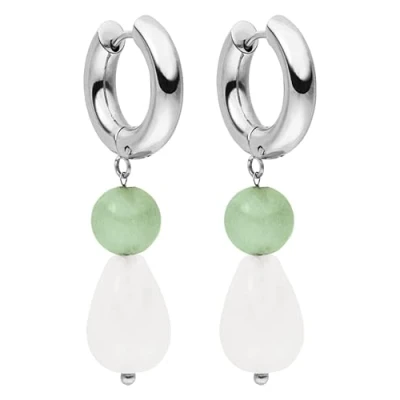 Abbildung von Purelei Paar Creolen Schmuck Geschenk Clear Quartz Drop Ohrringe, 23381, mit Aventurin, Quarz