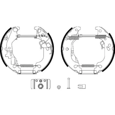 Abbildung von HELLA 8DB 355 038 181 Bremsbacken 180 32 mit Radbremszylinder, Stellelement FIAT: Punto II Schrägheck
