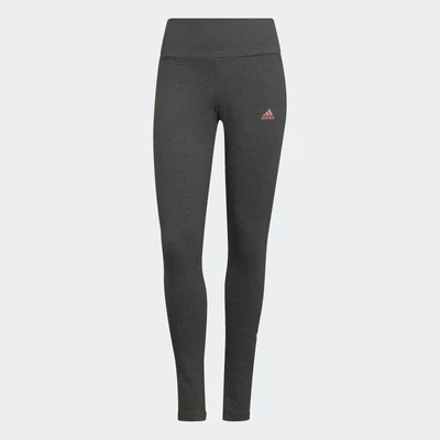 Abbildung von adidas Sportswear Essentials HIGH Waist LOGO Leggings Tights, Damen, Größe: Small, Dark grey heather/semi pink spark