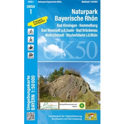 Abbildung von UK50 1 Naturpark Bayerische Rhön: Bad Kissingen, Hammelburg, Neustadt a.d.Saale, Brückenau, Mellrichstadt, Bischofsheim i.d.Rhön (UK50 ... Karte Freizeitkarte Wanderkarte)
