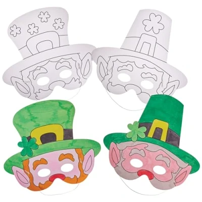 Abbildung von Baker Ross FX987 Leprechaun zum Ausmalen Packung mit 8, St. Patrick&#039;s Day Verkleidung für Kinder