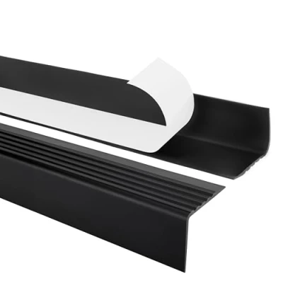 Abbildung von Quest Treppenkantenprofil Selbstklebend PVC Kunststoff Treppen Kantenschutz 50x42mm, schwarz, 200cm
