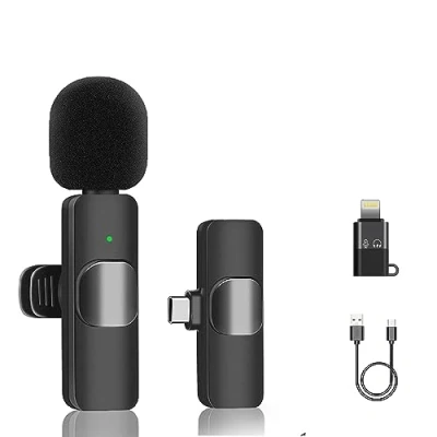 Abbildung von Jk products shopping online Kabelloses Lavalier Mikrofon, kompatibel mit Apple iPad, Android, iOS, Smartphone, PC, Plug and Play, Live Stream Aufnahme, Youtube