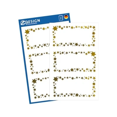 Abbildung von AVERY Zweckform 6 Aufkleber Weihnachten Geschenkaufkleber (Made in Germany, Weihnachtssticker Goldprägung, selbstklebende Weihnachtsdeko für Beschriftung, Geschenke, Tüten) 2 Bogen/je 3 Sticker, 52622
