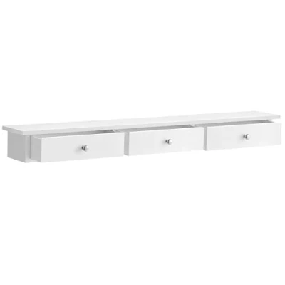 Abbildung von SONGMICS Wandregal, Schweberegal mit 3 Schubladen, bis 15 kg belastbar, x 80 10 cm, für Flur, Wohnzimmer, Büro, einfache Montage, platzsparend, modern, weiß LWS085W01