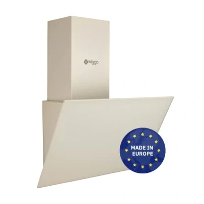 Abbildung von Wiggo Dunstabzugshaube 50cm kopffrei I Abluft Umluft Dunstabzug 300m3/h LED Touch Display 3 Stufen Schräghaube inkl. Fettfilter &amp; 2x Kohlefilter Abzugshaube mit Glasfront creme