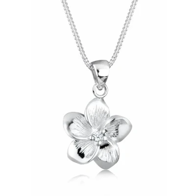 Abbildung von Elli DIAMONDS Kette mit Anhänger Frangipani Blüte Diamant (0.03 ct) 925 Silber,