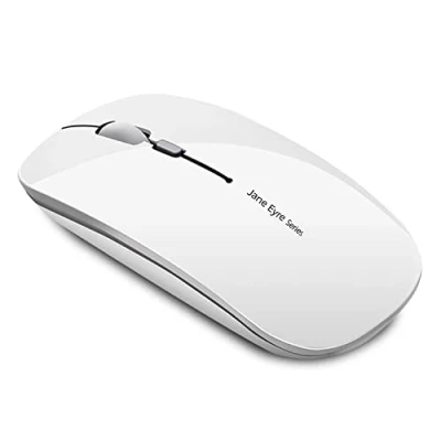 Abbildung von Uiosmuph Q5 Kabellos Maus, Wiederaufladbar Funkmaus 2.4G Leise Ultra Dünn Wireless Computermaus 1600 DPI mit Mäuse USB Empfänger Typ C für Laptop, PC, Linux (Weiß)
