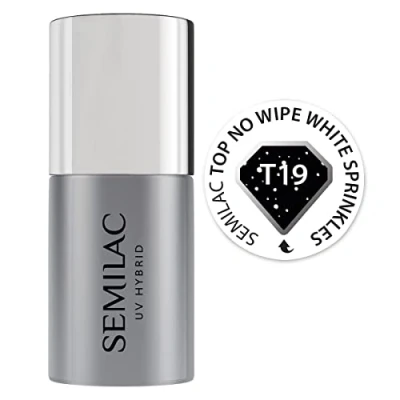 Abbildung von Semilac T19 Top No Wipe White Sprinkles 7 ml