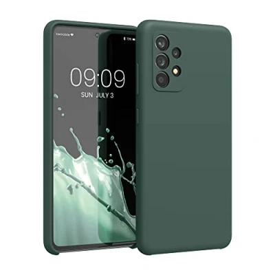 Abbildung von kwmobile Hülle kompatibel mit Samsung Galaxy A52 / 5G A52s Silikon Handy Case Handyhülle weiche Oberfläche kabelloses Laden Blaugrün
