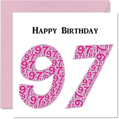 Abbildung von lustige Geburtstagskarte zum 97. Geburtstag für Frau Shapecloud Happy Birthday Karte Großvater, Oma, Vater, Mutter, 145 mm x Grußkarten,