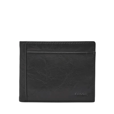 Abbildung von Fossil Ryan RFID blockierendes Leder Bifold Wallet für Herren, Schwarzer Passcase, Einheitsgröße