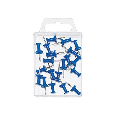 Abbildung von Wedo 54103 Pinnadeln Diabolo Form in Klarsichtdose, 20 Stück, blau